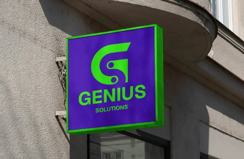 genius solutions logo on signboard